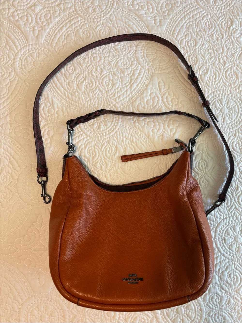 Coach Pebbled Leather Shoulder Bag in Saddle